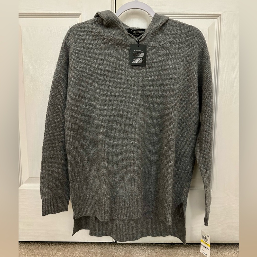 NEW Charter Club Women’s Cashmere Waffle Knit Pullover Hooded Sweater